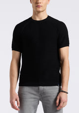 Wipped Men's Textured Knit Short-Sleeve Crewneck Sweater, Charcoal - BM24533