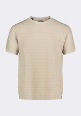 Pull en maille texturée à manches courtes pour homme Wipped, Beige crème - BM24533