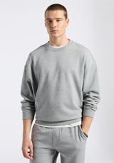 Sweat-shirt col rond décontracté pour homme Famke, Gris chiné - BM24541