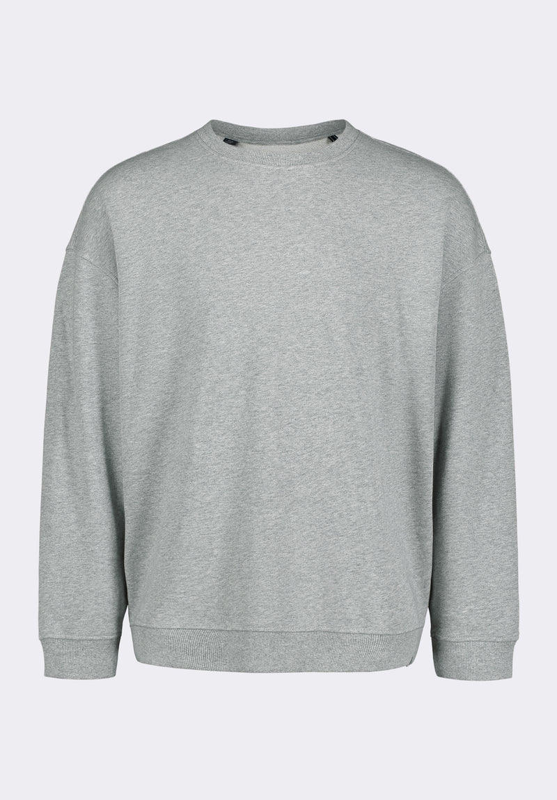 Sweat-shirt col rond décontracté pour homme Famke, Gris chiné - BM24541