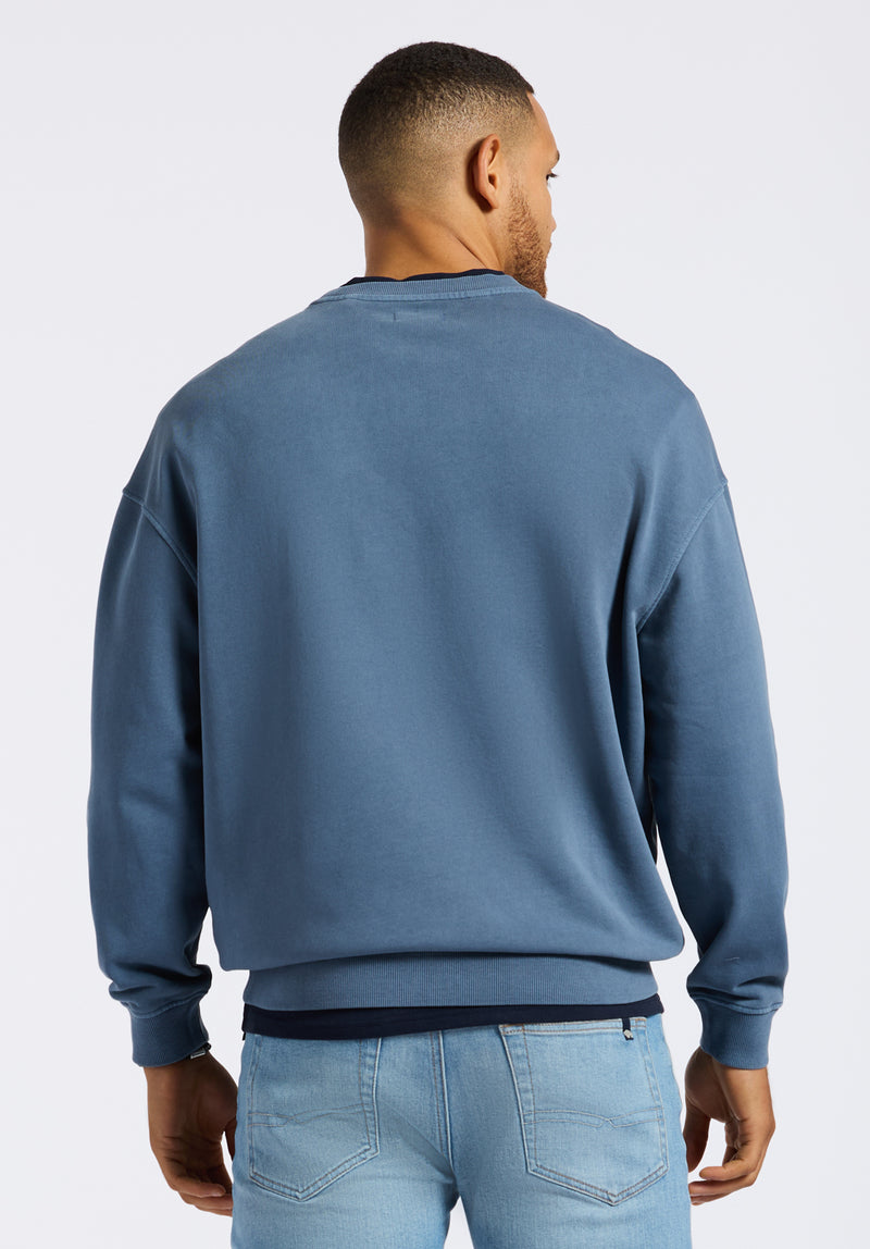 Sweat-shirt col rond décontracté pour homme Famke, Bleu mirage - BM24541