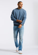 Famke Men's Relaxed Crewneck Sweatshirt, Mirage Blue - BM24541