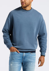 Sweat-shirt col rond décontracté pour homme Famke, Bleu mirage - BM24541