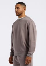 Famke Men's Relaxed Crewneck Sweatshirt, Driftwood Brown - BM24541