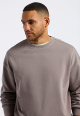 Famke Men's Relaxed Crewneck Sweatshirt, Driftwood Brown - BM24541