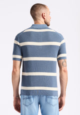 Winder Men's Short-Sleeve Striped Sweater Polo, Mirage Blue - BM24549