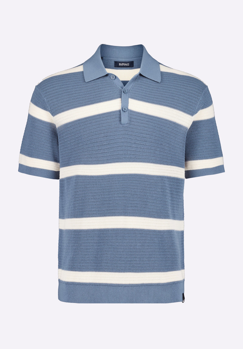 Winder Men's Short-Sleeve Striped Sweater Polo, Mirage Blue - BM24549