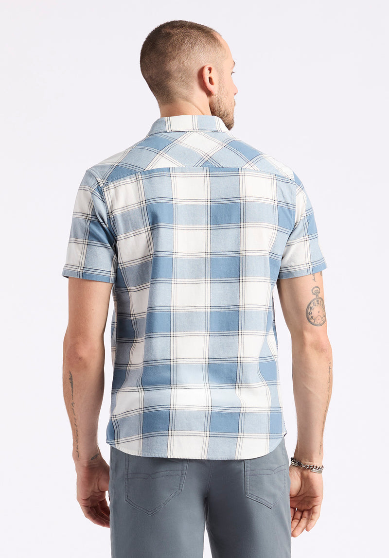 Chemise ajustée à manches courtes à carreaux pour homme Sagrino, Bleu mirage - BM24553