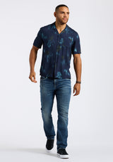 Chemise camp tie-dye à manches courtes pour homme Sandro, marine - BM24559