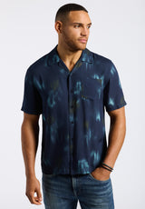 Chemise camp tie-dye à manches courtes pour homme Sandro, marine - BM24559