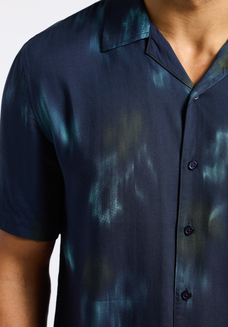 Chemise camp tie-dye à manches courtes pour homme Sandro, marine - BM24559