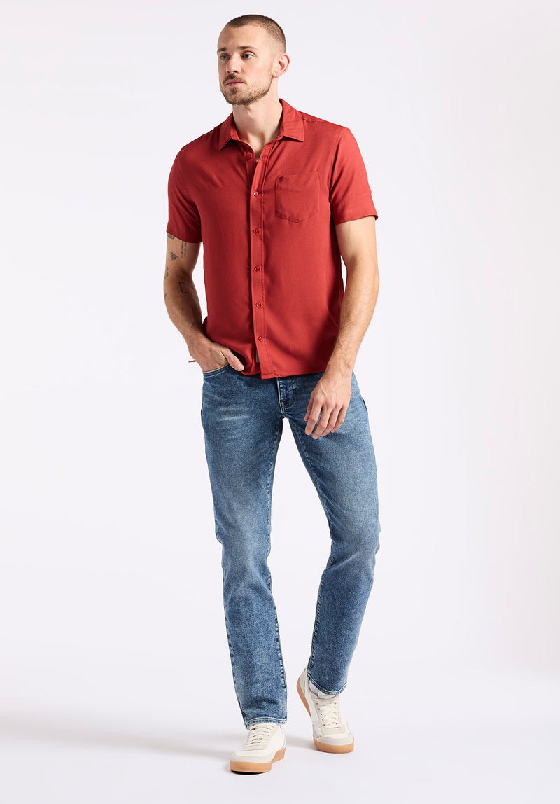 Chemise ajustée à manches courtes boutonnée pour homme Sirilo, Rouge - BM24594