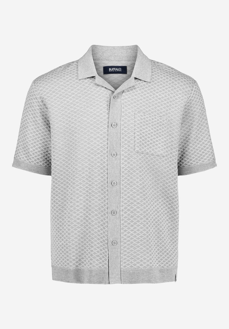 Polo boutonné en jersey jacquard à manches courtes pour homme Willow, Gris chiné - BM24600