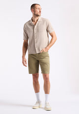 Polo boutonné en jersey jacquard à manches courtes pour homme Willow, Beige tuffet - BM24600