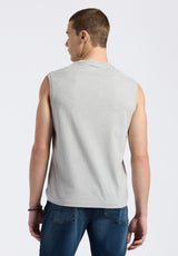 Kingster Men's Sleeveless Crew Neck Relaxed Fit Jersey Tank Top, Heather Grey - BM24601