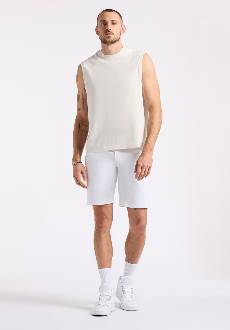 Débardeur en jersey coupe décontractée à col rond pour homme Kingster, blanc - BM24601