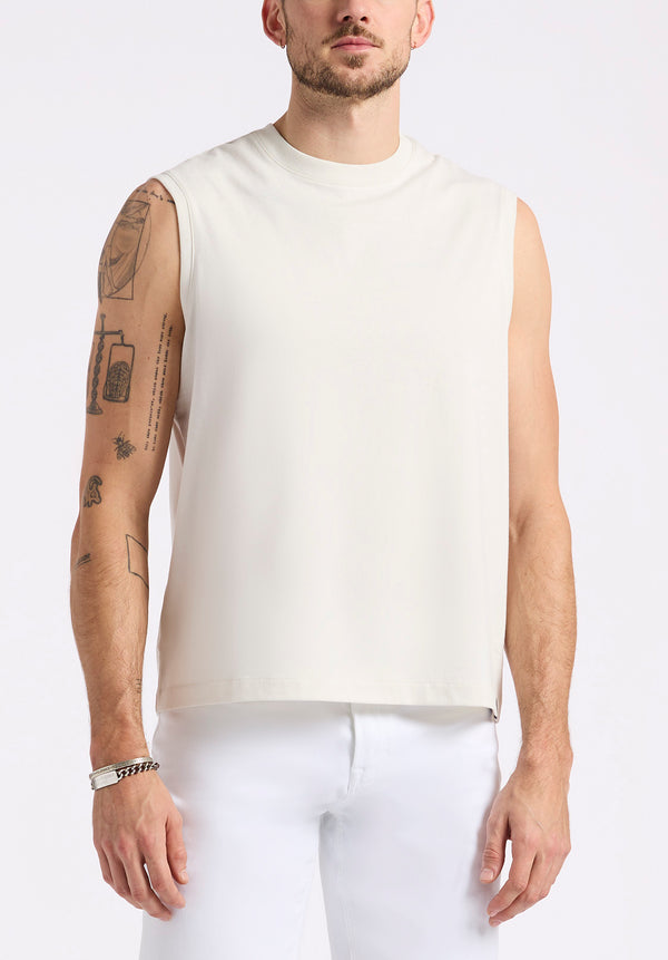 Débardeur en jersey coupe décontractée à col rond pour homme Kingster, blanc - BM24601