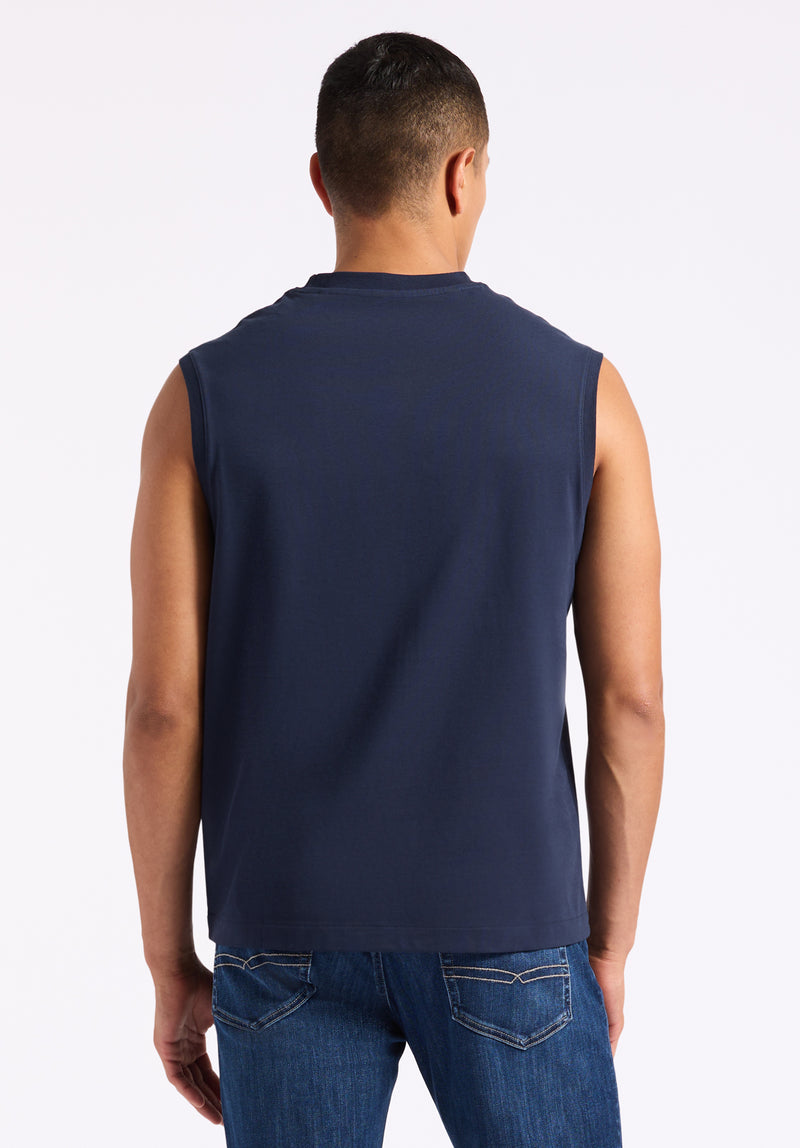 Débardeur en jersey coupe décontractée à col rond pour homme Kingster, Bleu minuit - BM24601