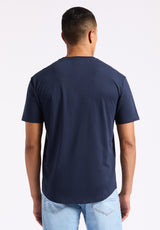 T-shirt Henley en jersey à manches courtes pour homme Kamel, Bleu minuit - BM24602