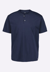 T-shirt Henley en jersey à manches courtes pour homme Kamel, Bleu minuit - BM24602