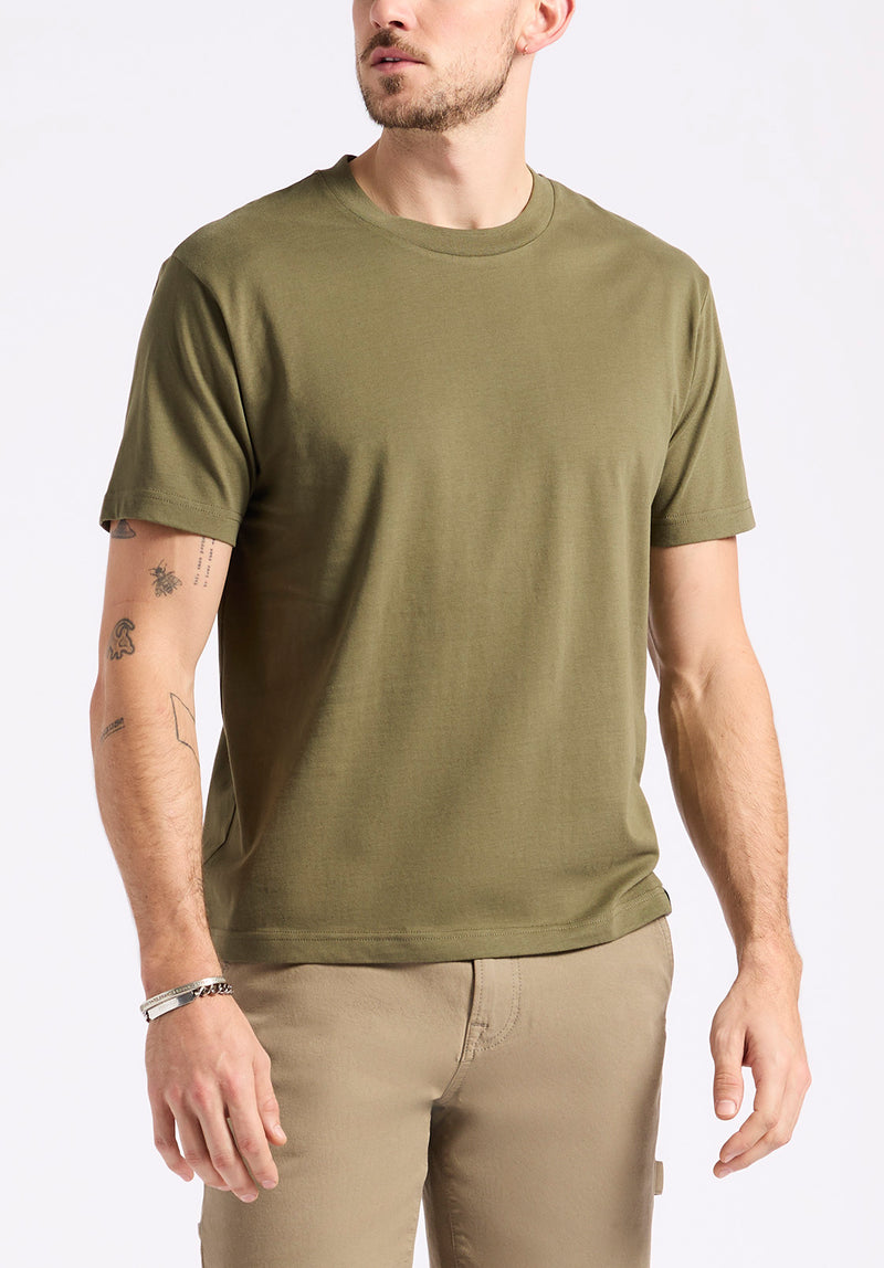 T-shirt col rond en jersey à manches courtes pour homme Kanto, Vert fougère - BM24603