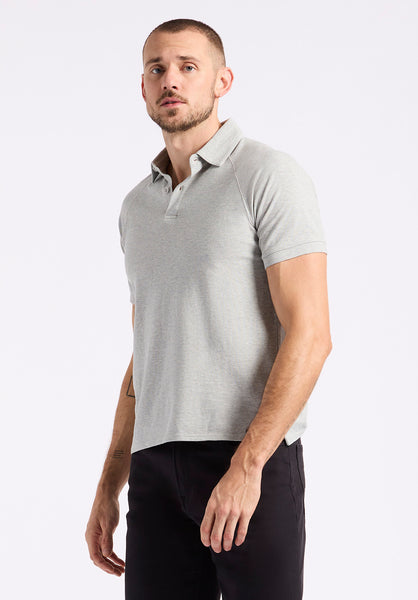 Polo en piqué à manches courtes pour homme Kindell, Gris chiné - BM24608