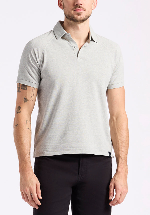 Polo en piqué à manches courtes pour homme Kindell, Gris chiné - BM24608