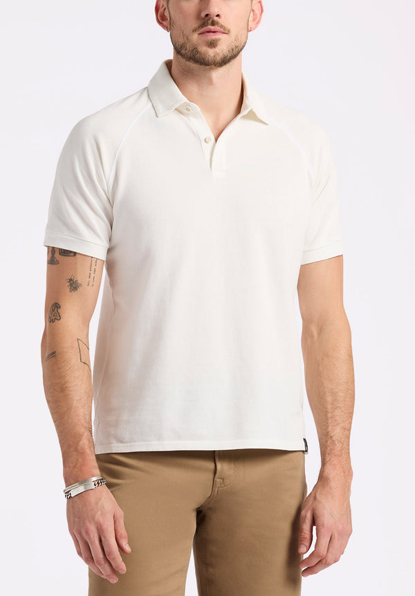 Polo en piqué à manches courtes pour homme Kindell, blanc - BM24608