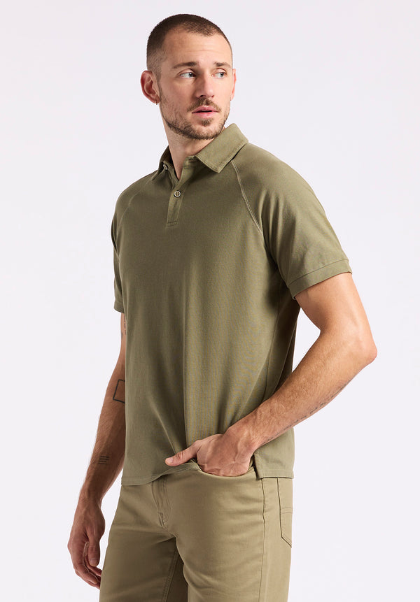 Polo en piqué à manches courtes pour homme Kindell, Vert armée - BM24608