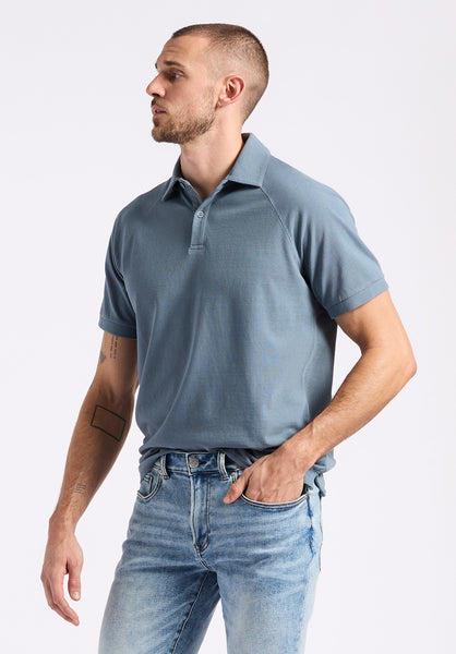 Polo en piqué à manches courtes pour homme Kindell, Bleu mirage - BM24608