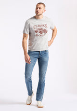 Trige Men's Graphic T-Shirt with Pickup Truck Print, Heather Grey - BM24631