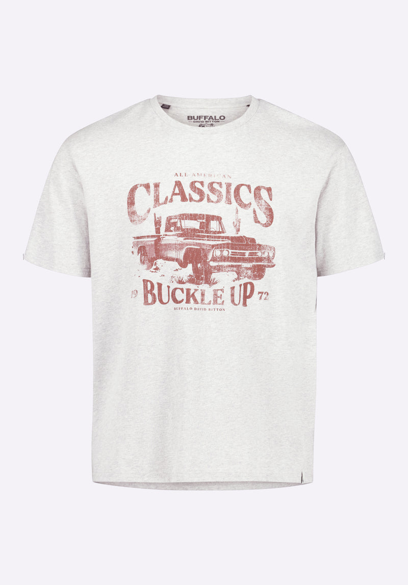 Trige Men's Graphic T-Shirt with Pickup Truck Print, Heather Grey - BM24631