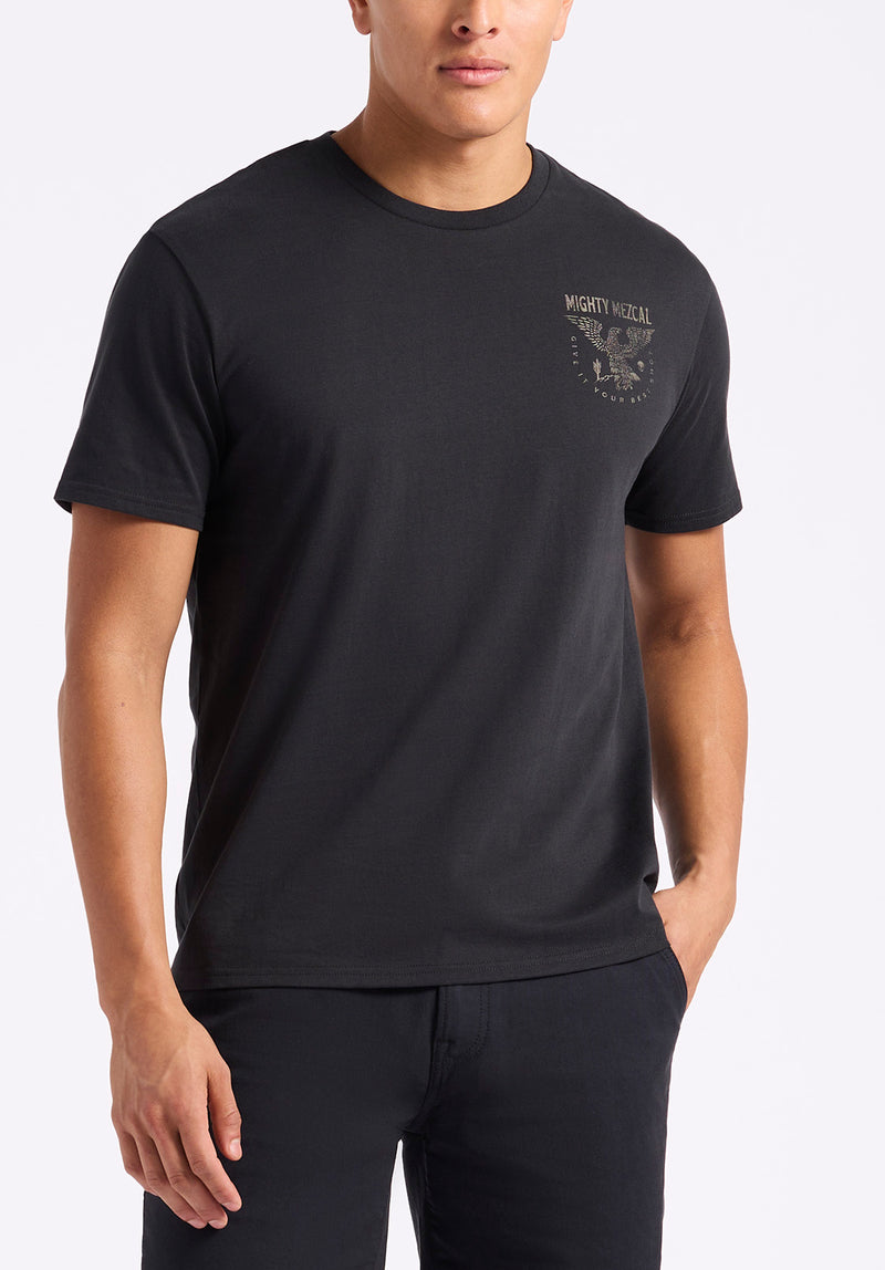 Tonder Men's Graphic T-Shirt with Eagle Print, Black - BM24634