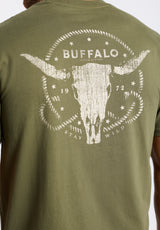 Toftlund Men's Graphic T-Shirt with Bull Skull Print, Fern  - BM24635