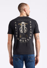 Theels Men's Graphic T-Shirt with Motorcycle Print, Black - BM24639