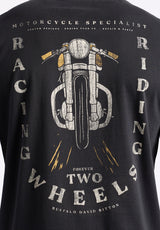 T-shirt graphique avec imprimé moto pour homme Theels, Noir - BM24639