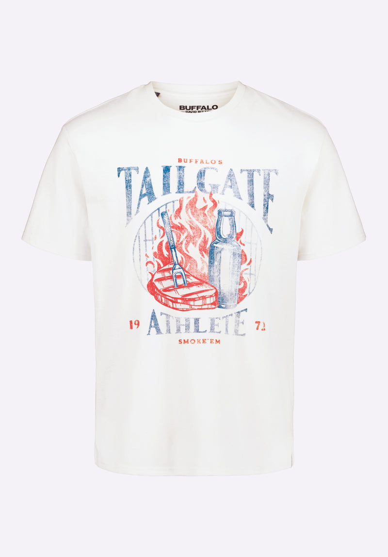 Tailgate Men's Graphic T-Shirt with BBQ Print, Milk - BM24640