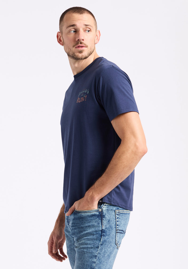 T-shirt graphique avec imprimé rhum pour homme Taneer, marine - BM24642