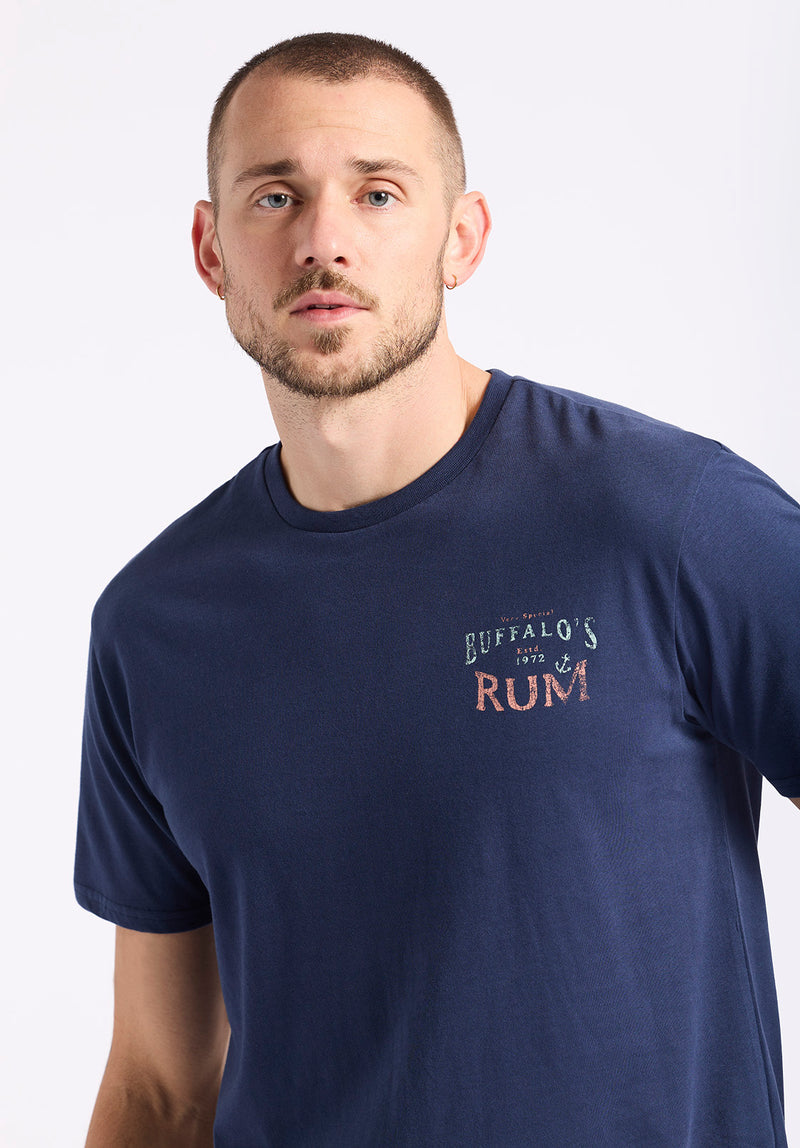 T-shirt graphique avec imprimé rhum pour homme Taneer, marine - BM24642