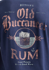 T-shirt graphique avec imprimé rhum pour homme Taneer, marine - BM24642