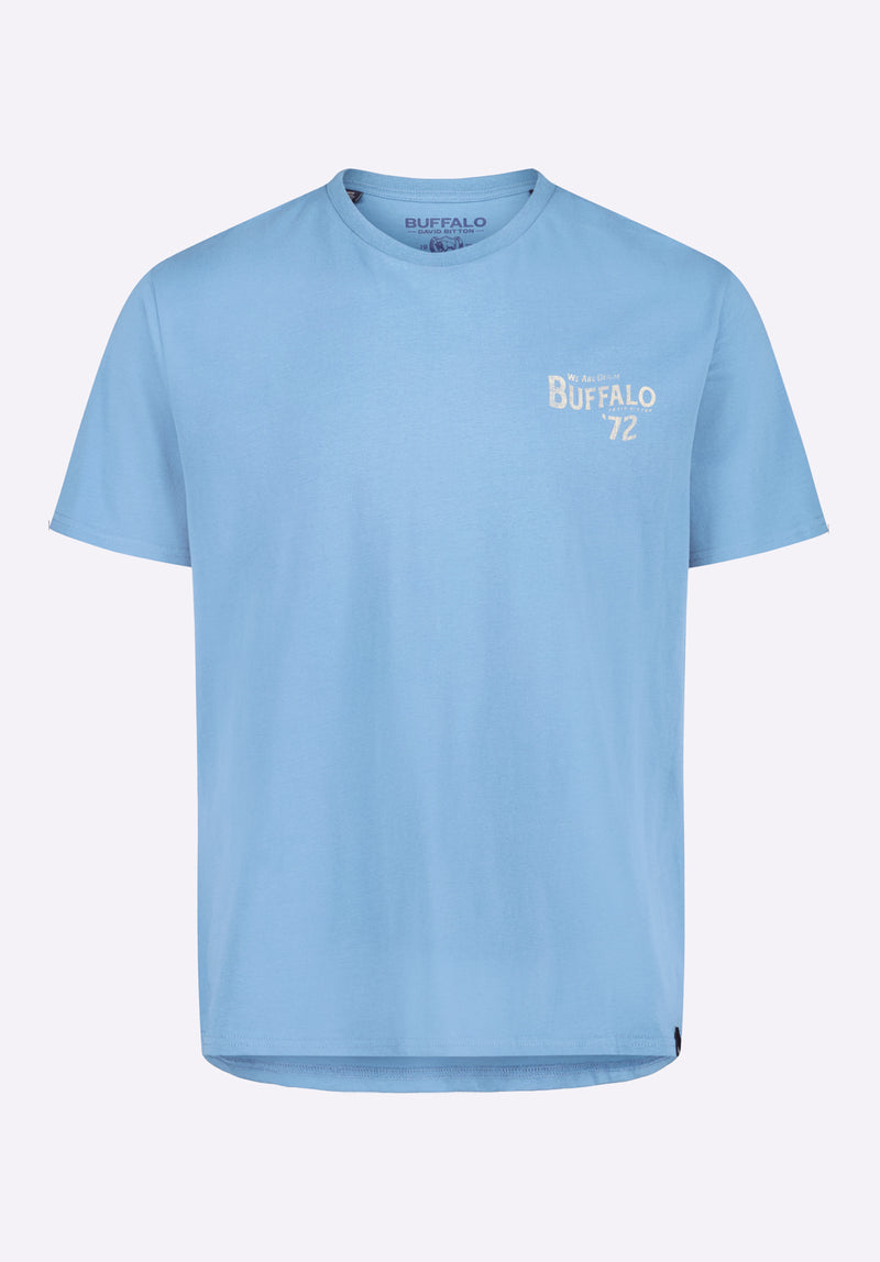 Tuffalo Men's Graphic T-Shirt with "Buffalo" Print, Coronet Blue - BM24644