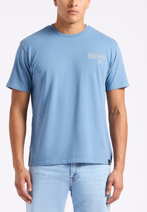 Tuffalo Men's Graphic T-Shirt with "Buffalo" Print, Coronet Blue - BM24644