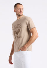 T-shirt graphique avec imprimé bison pour homme Tison, Beige tuffet - BM24645