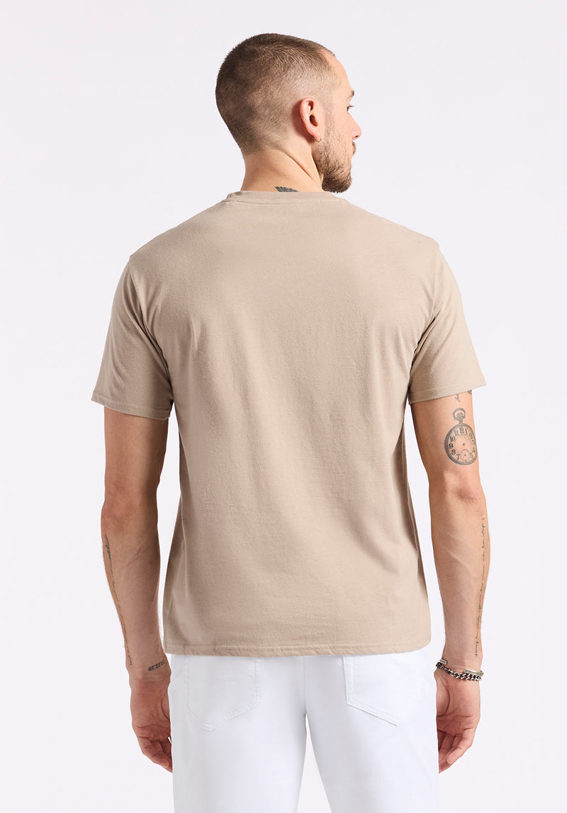 Tison Men's Graphic T-Shirt with Buffalo Print, Tuffet Beige - BM24645