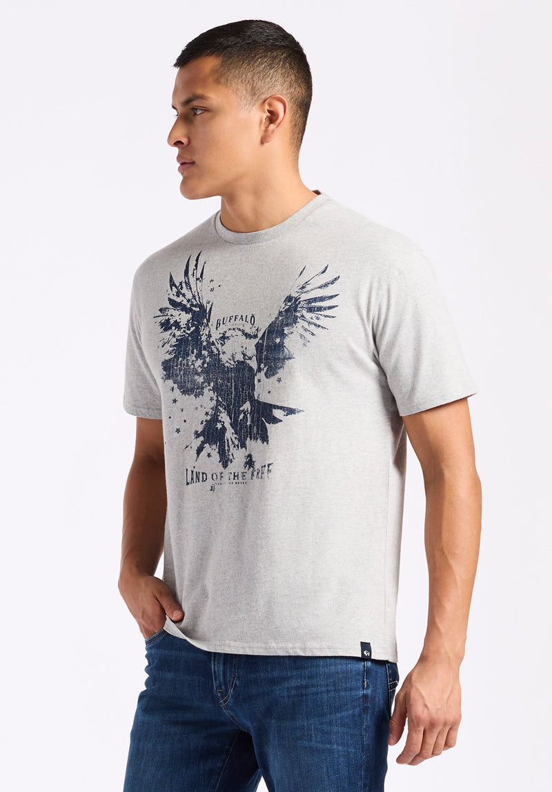 Teagle Men's Graphic T-Shirt with Eagle Print, Heather Grey - BM24647