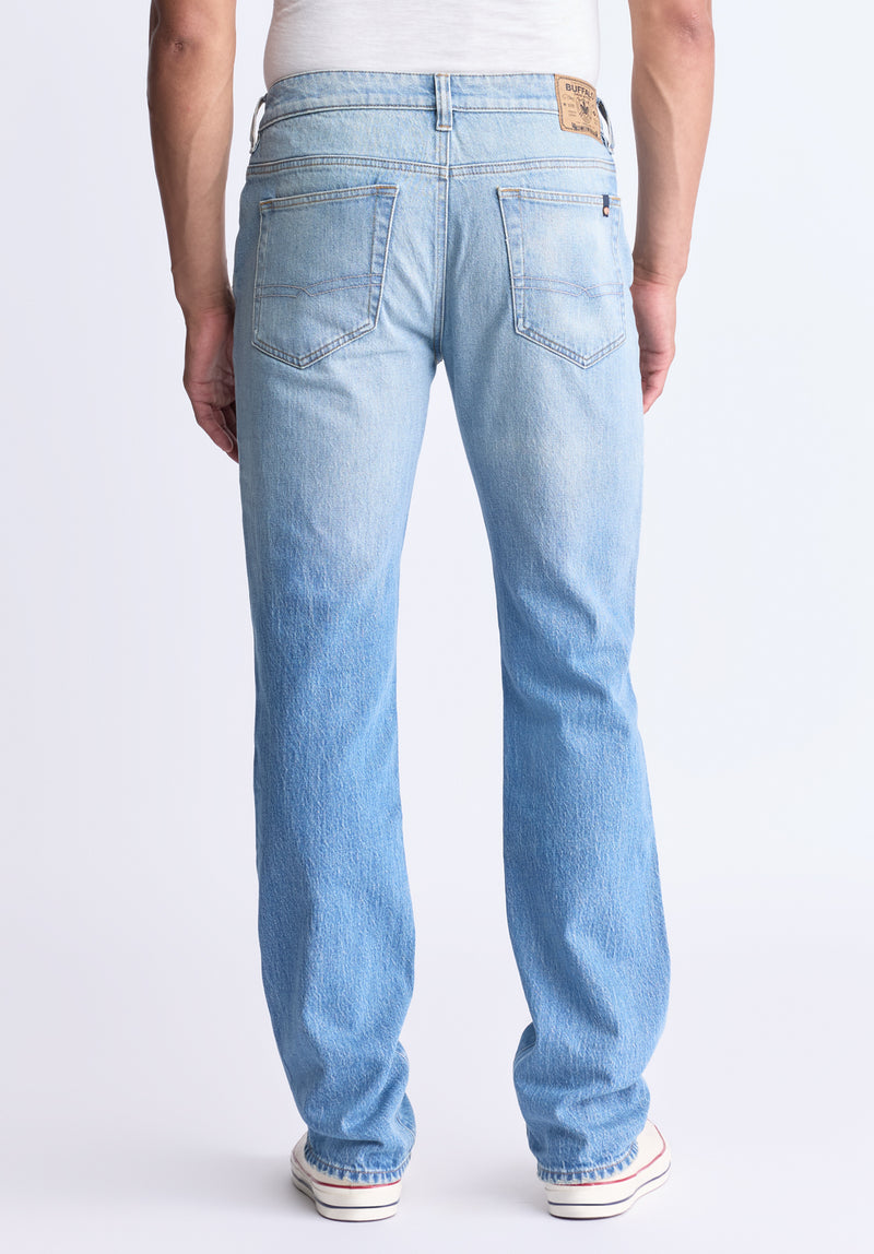 Straight Six Men's Crinkled and Sanded Jeans, Light blue - BM26000