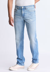 Straight Six Men's Crinkled and Sanded Jeans, Light blue - BM26000