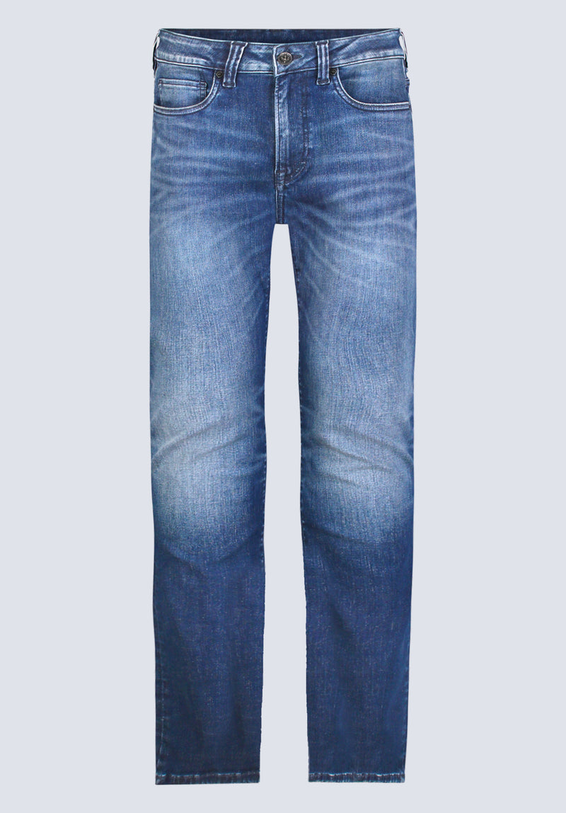 Slim Ash Men's Crinkled and Worn Jeans, Indigo - BM26008