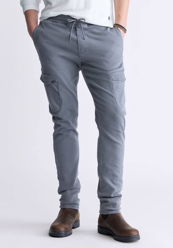 Pantalon étroit en fleece pour homme Slim Tapered Jim, gris graphite - BM26010