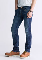 Jean étroit pour homme Slim Ash, indigo contrastant - BM26024